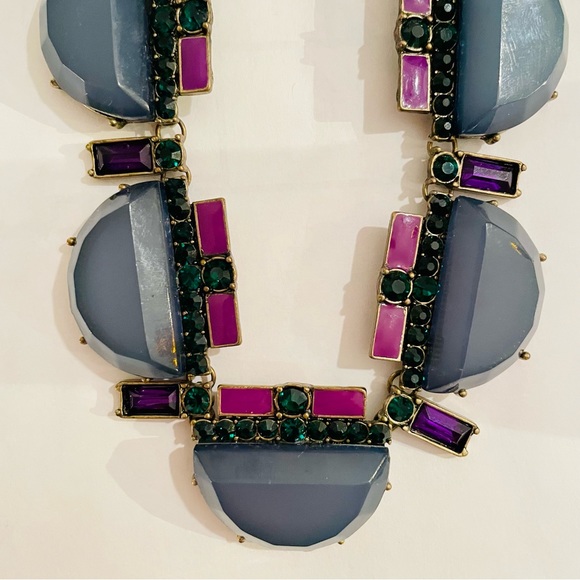 BAUBLEBAR Art Deco Vintage Purple Green & Blue Statement Necklace 💎 - Picture 2 of 6